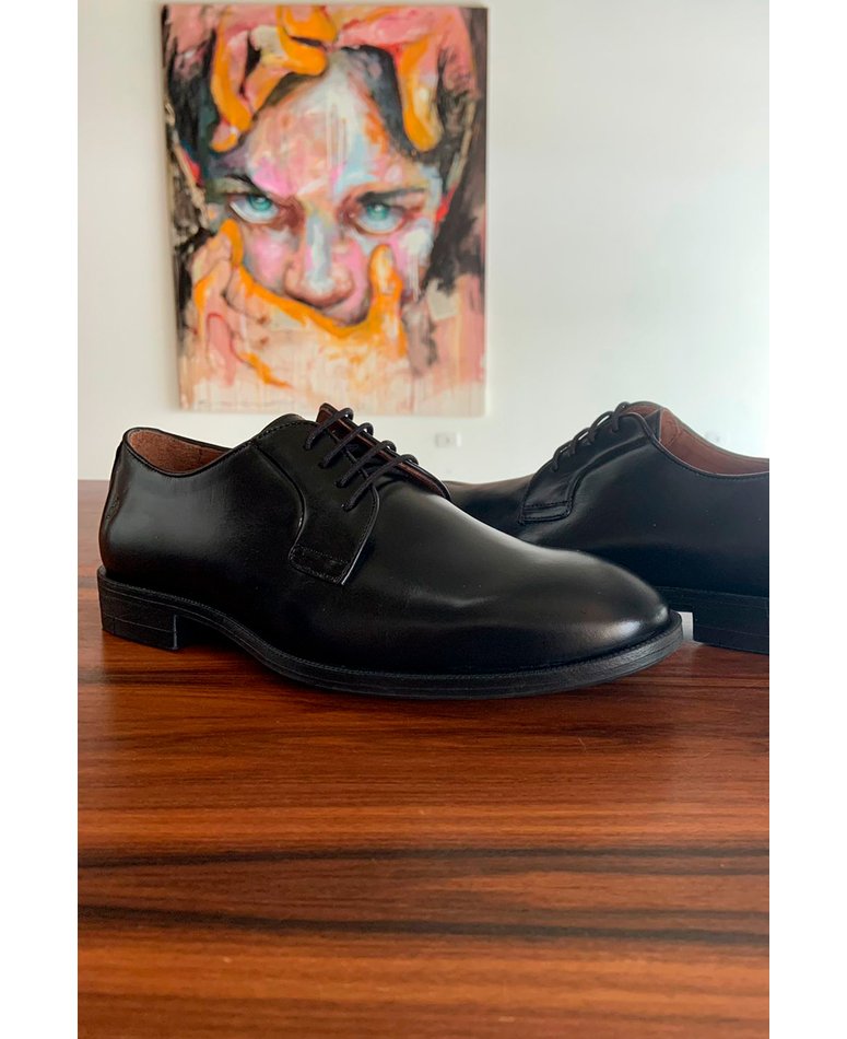 02 sapato derby bico quadrado preto novo