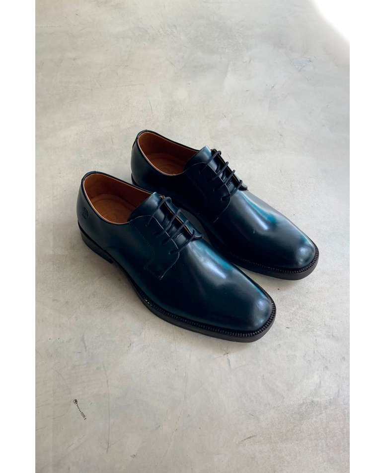 02 sapato derby couro preto novo